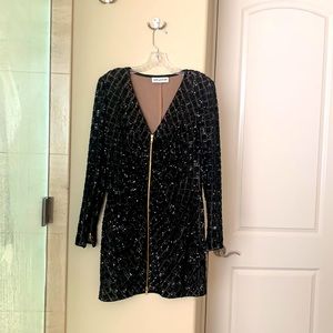 Self portrait black sequin cocktail zip dress, worn once , excellent condition.